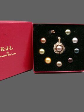 KJL Interchangeable Pendant Enhancer w/ Simulated Pearls In Original Box